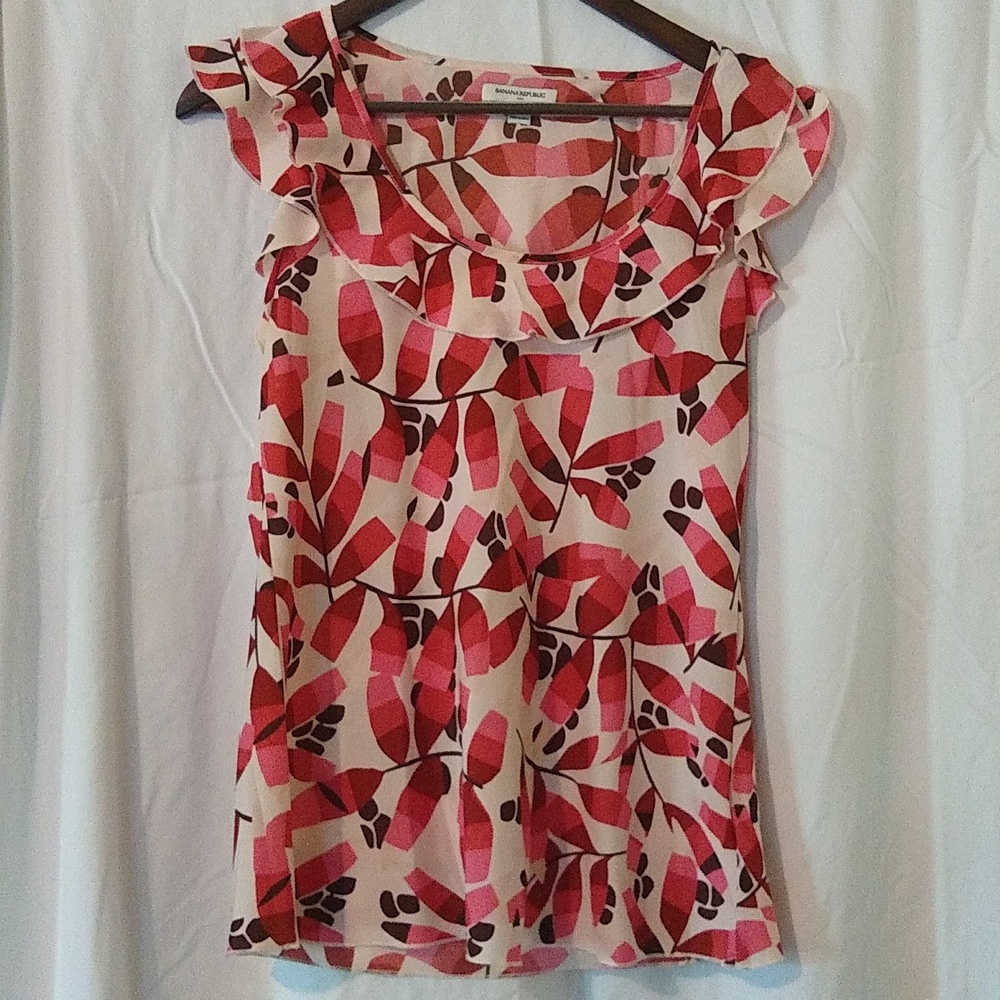 Multi coloured pink cap sleeve blouse
